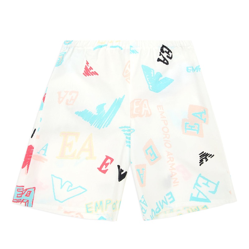 Emporio Armani Junior Logo Print Poplin Shorts