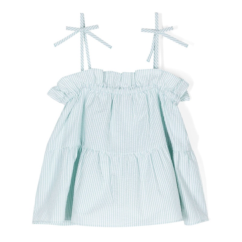 Emporio Armani Junior Striped Ruffle Trim Blouse