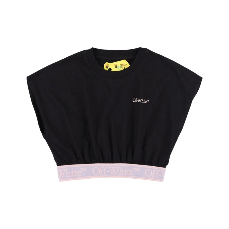 Off-White Kids Bookish Logo Band Crop T-Shirt