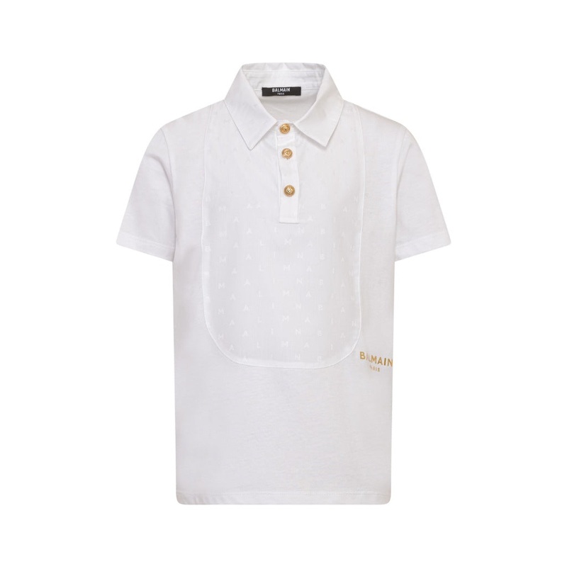 Balmain Kids Logo Jacquard Polo Shirt