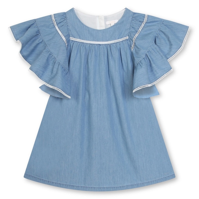Chlo Kids Ruffle Detailing Organic Cotton Dress