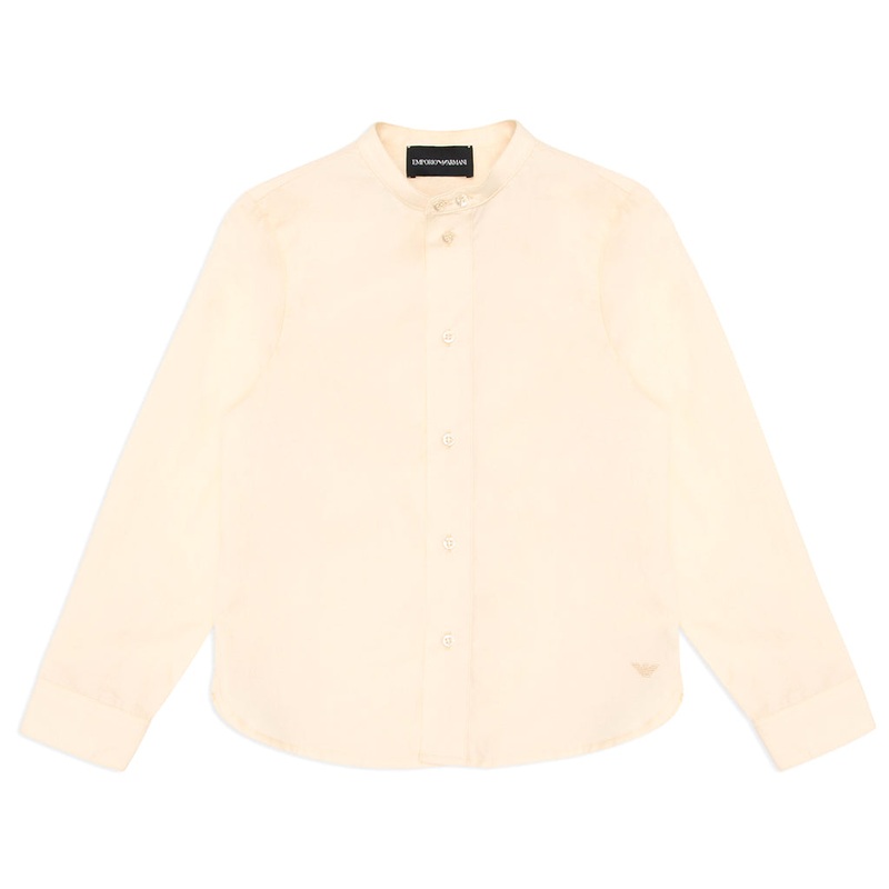 Emporio Armani Junior Band Collar Organic Cotton Shirt