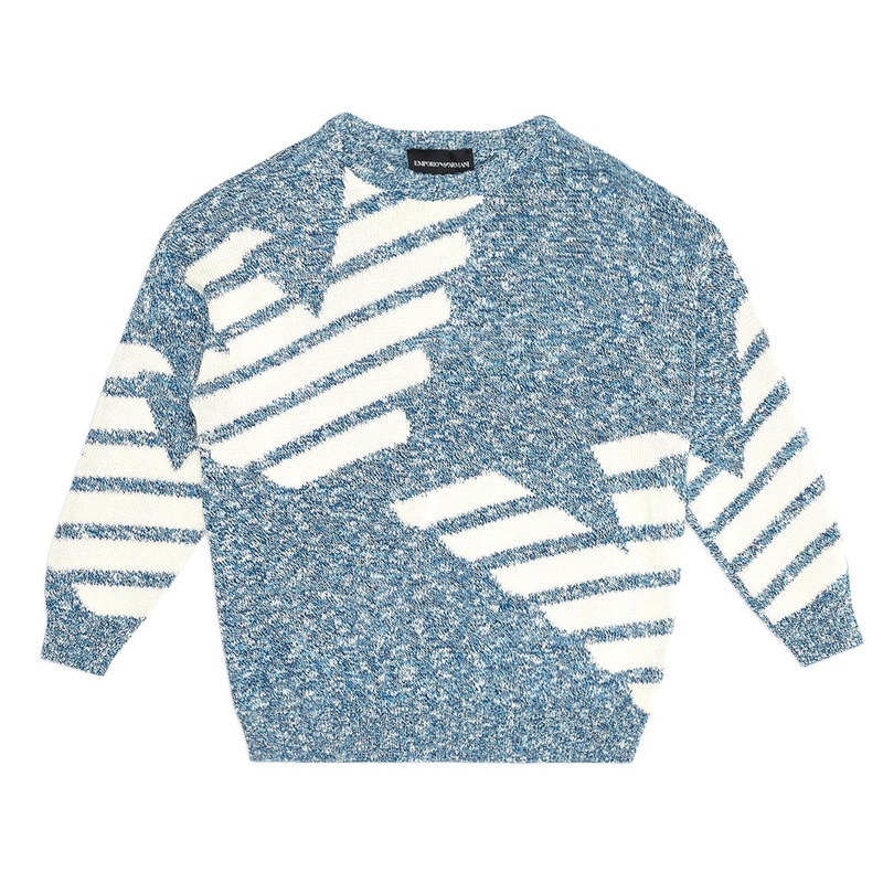 Emporio Armani Junior Intarsia Knit Logo Jumper