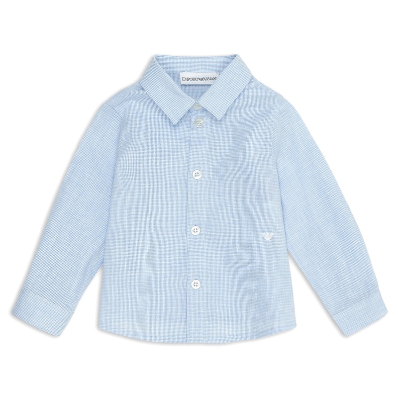 Emporio Armani Junior Logo Embroiderd Linen Mix Shirt