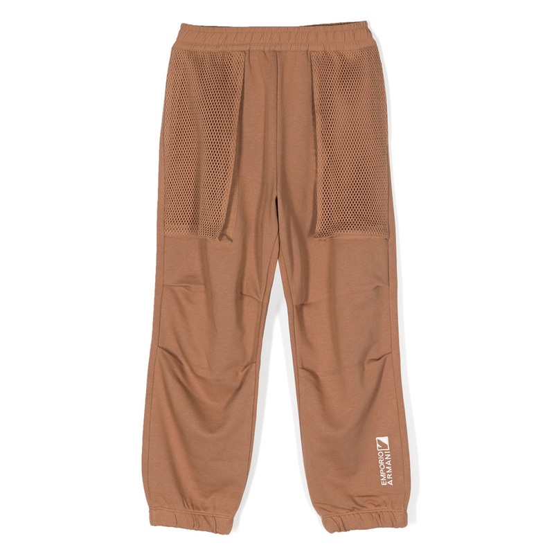 Emporio Armani Junior Logo Embroidered Cotton Blend Track Pants