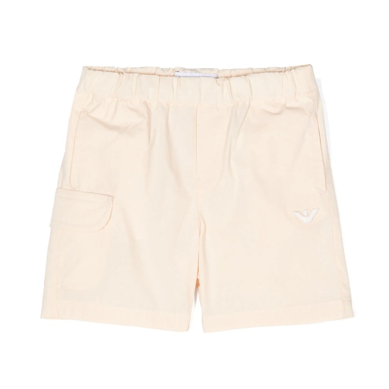 Emporio Armani Junior Logo Embroidered Poplin Shorts