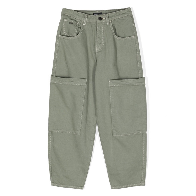 Emporio Armani Junior Logo Plaque Cotton Trousers