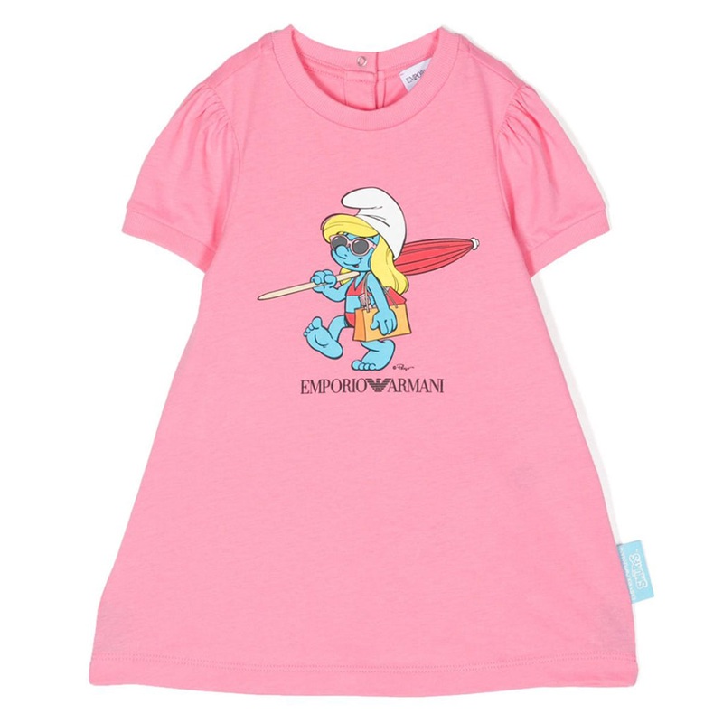 Emporio Armani Junior Smurfs Print Cotton Dress