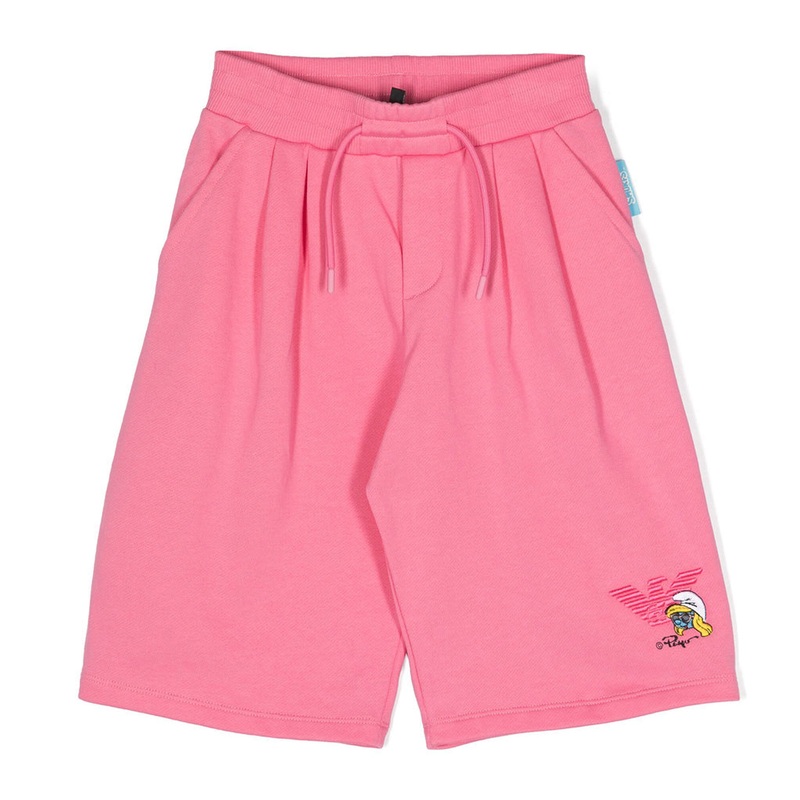 Emporio Armani Junior X The Smurfs Logo Appliqu Cotton Shorts