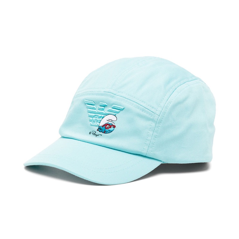 Emporio Armani Junior X The Smurfs Logo Embroidered Cotton Cap