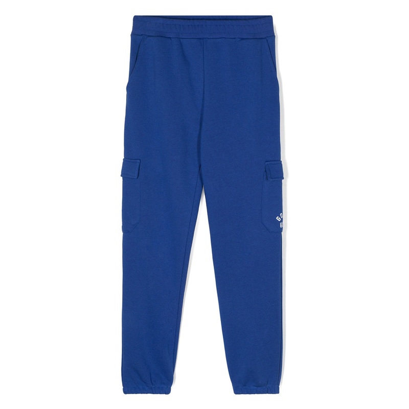 Logo Print Cotton Track Pants|Blue|12 Years