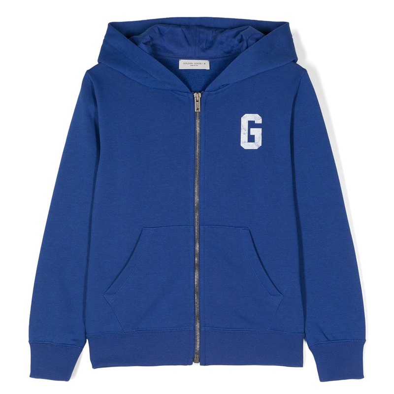 Logo Print Zipped Hoodie|Blue|12 Years