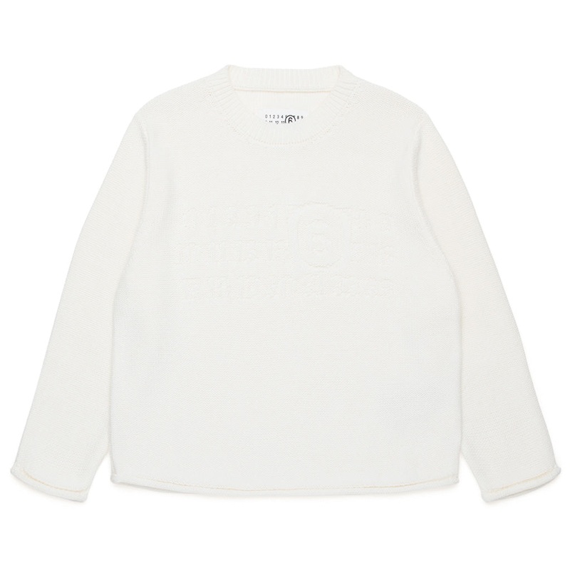 MM6 Kids Intarsia Knit Logo Crew Neck Jumper