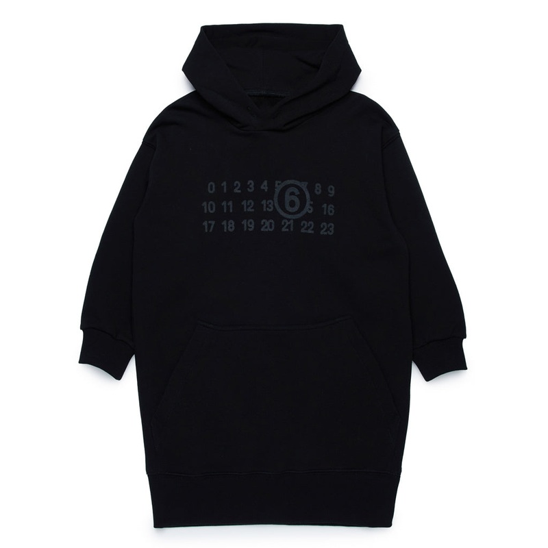 MM6 Kids T-shirt Hood Dress|Black|4 Years|6 Years|8 Years|10 Years|12 Years|14 Years|16 Years