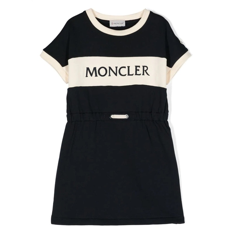 Moncler Enfant Logo Embroidered Cotton T-shirt Dress