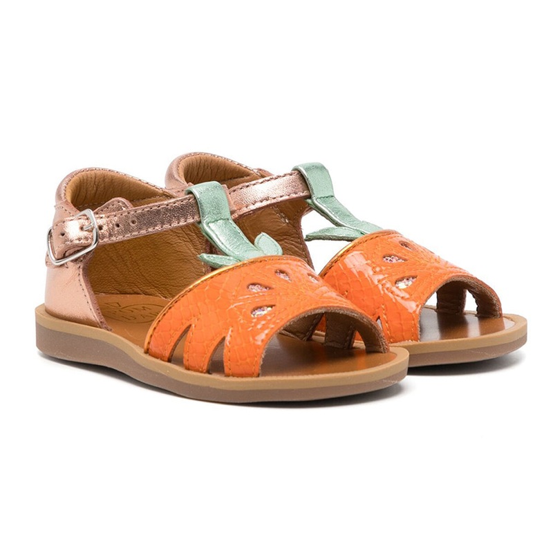 Pineapple Motif Leather Sandals