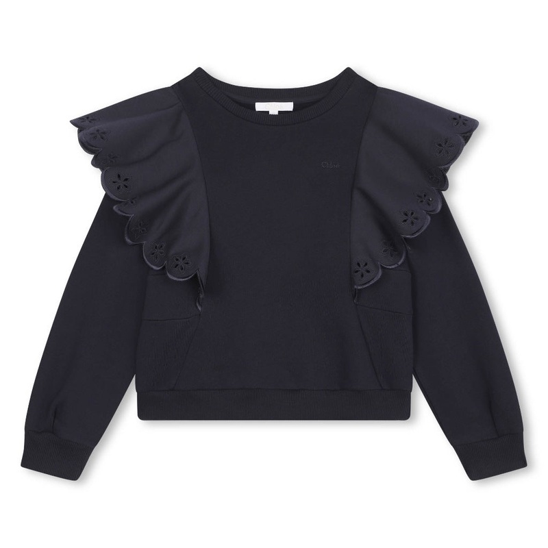 Chlo Kids Ruffles Sweatshirt|Navy|4 Years|6 Years|8 Years|10 Years|12 Years|14 Years