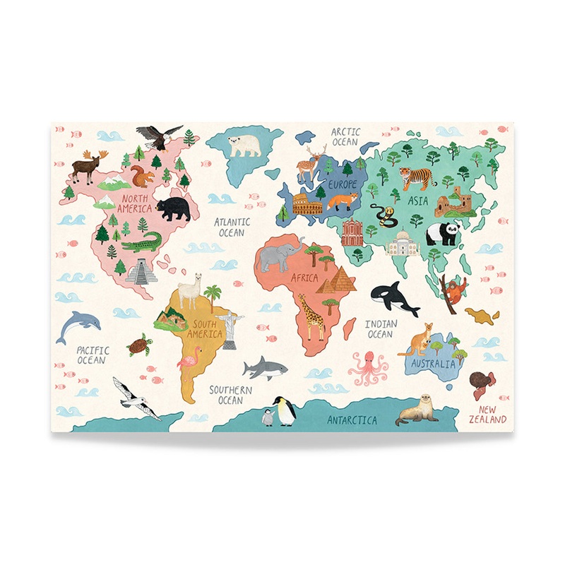 Mindful & Co Kids World Map Print