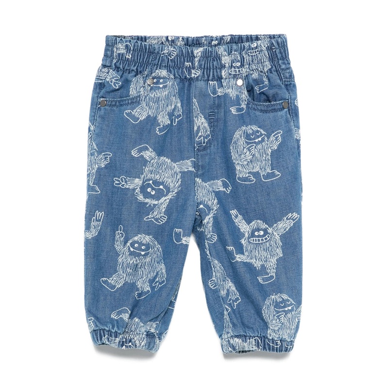 Stella McCartney Kids Yeti All-Over Print Denim Trousers
