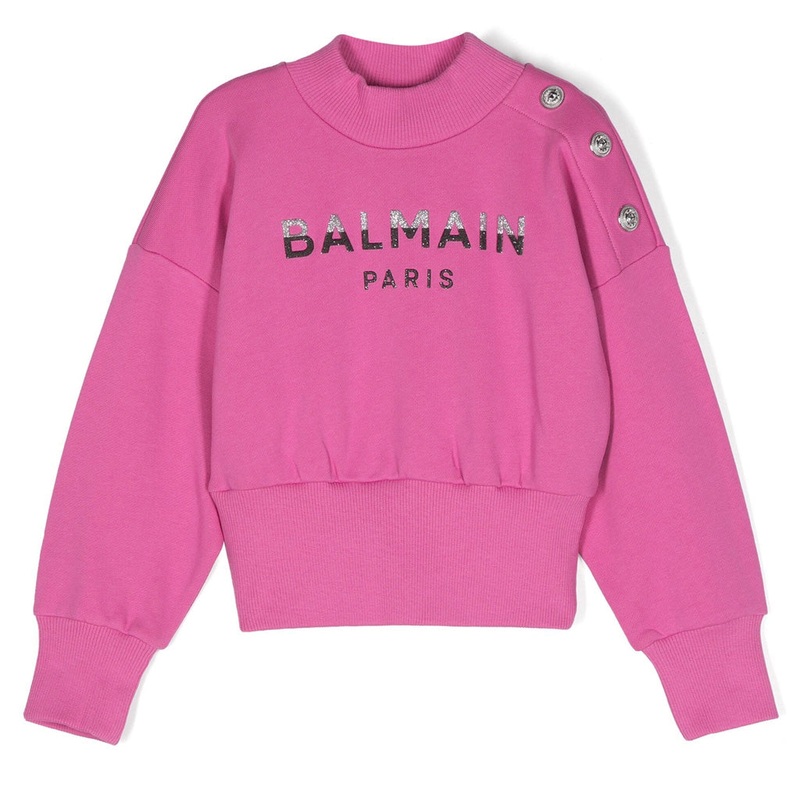 Balmain Kids Logo Sweatshirt|Fuchsia|4 Years|6 Years|8 Years|10 Years|12 Years|14 Years