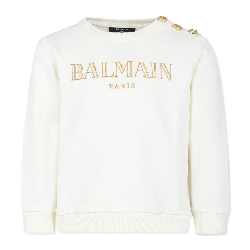 Balmain Kids Logo Sweatshirt|White|4 Years|6 Years|8 Years|10 Years|12 Years|14 Years