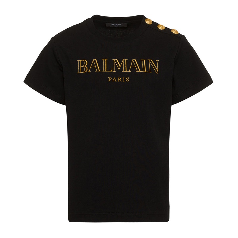 Balmain Kids Logo T-shirt|Black|4 Years|6 Years|8 Years|10 Years|12 Years|14 Years