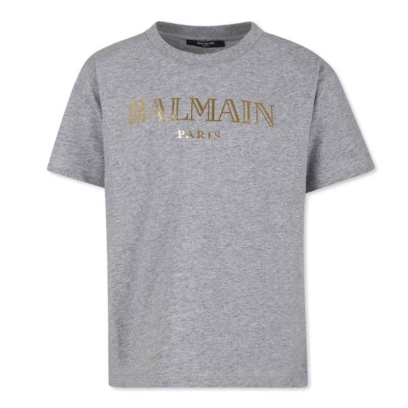 Balmain Kids Logo T-shirt|Grey|4 Years|6 Years|8 Years|10 Years|12 Years|14 Years
