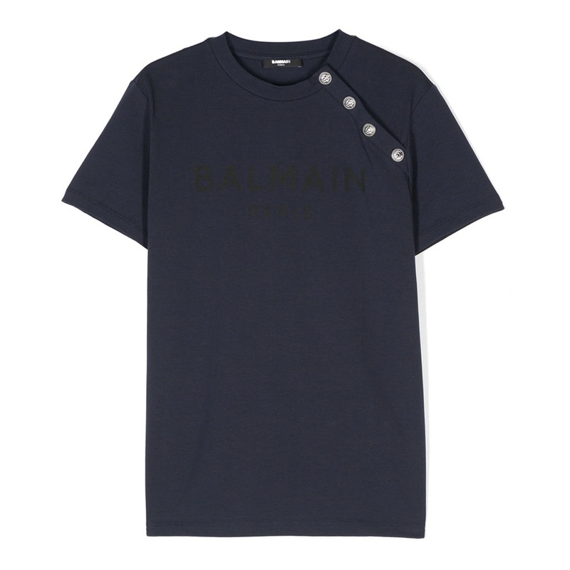 Balmain Kids Logo T-shirt|Navy|4 Years|6 Years|8 Years|10 Years|12 Years|14 Years