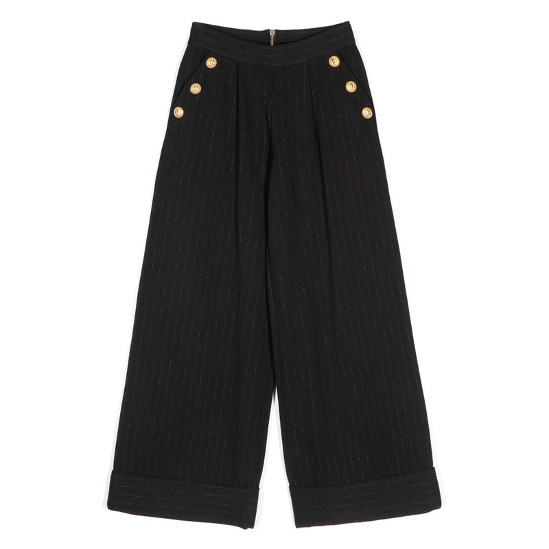 Balmain Kids Pleat Detail Wide Leg Trousers