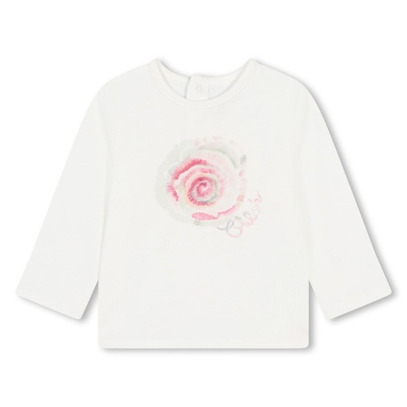 Chlo Kids Rose Print Long Sleeve T-shirt
