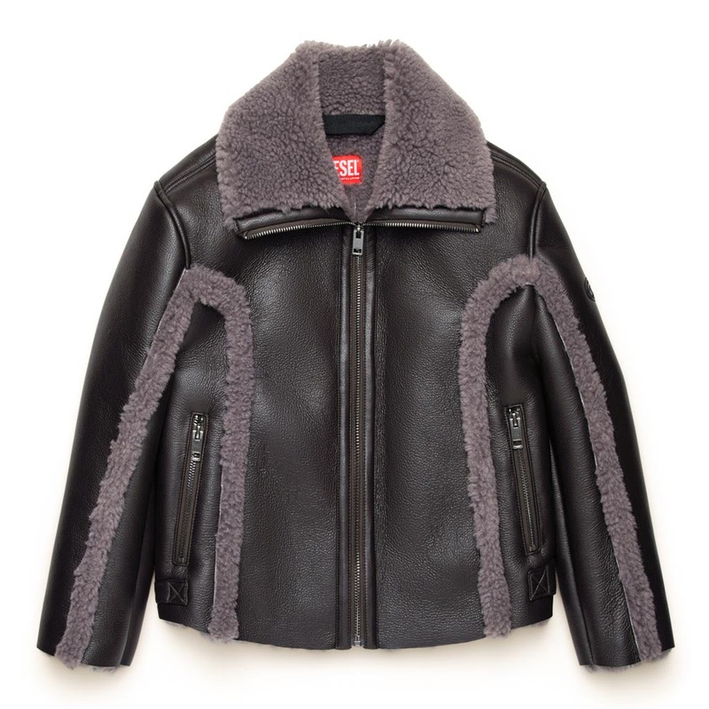 Diesel Kids Faux Shearling Biker Jacket