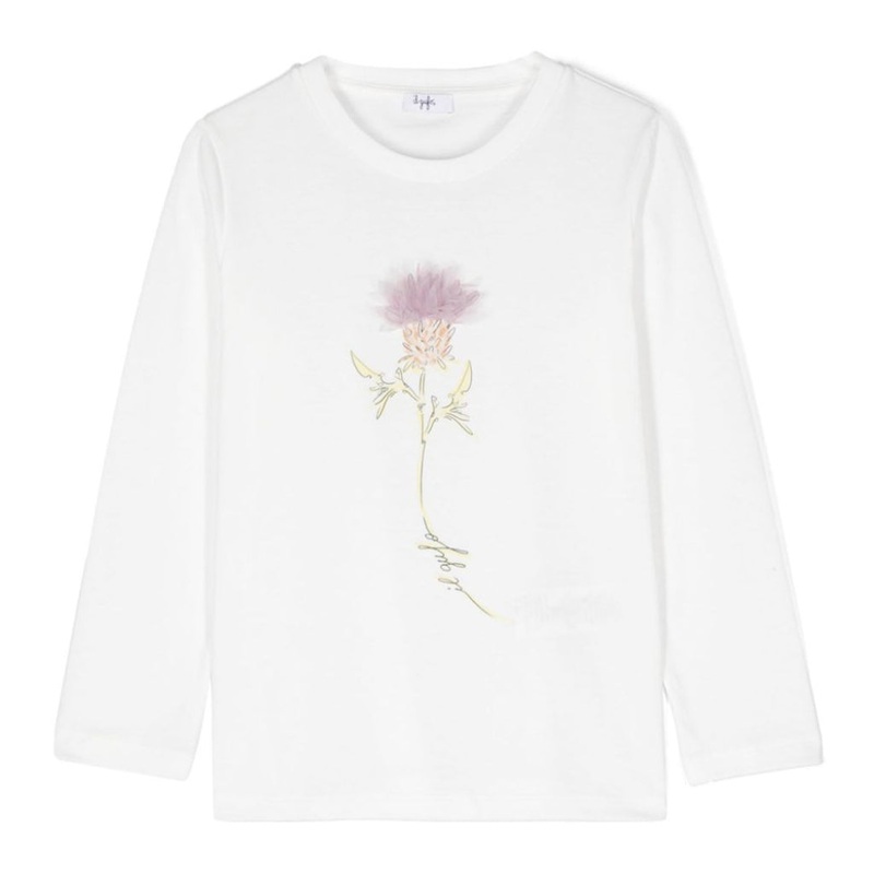 Il Gufo Flower With Tulle Trimming T-shirt