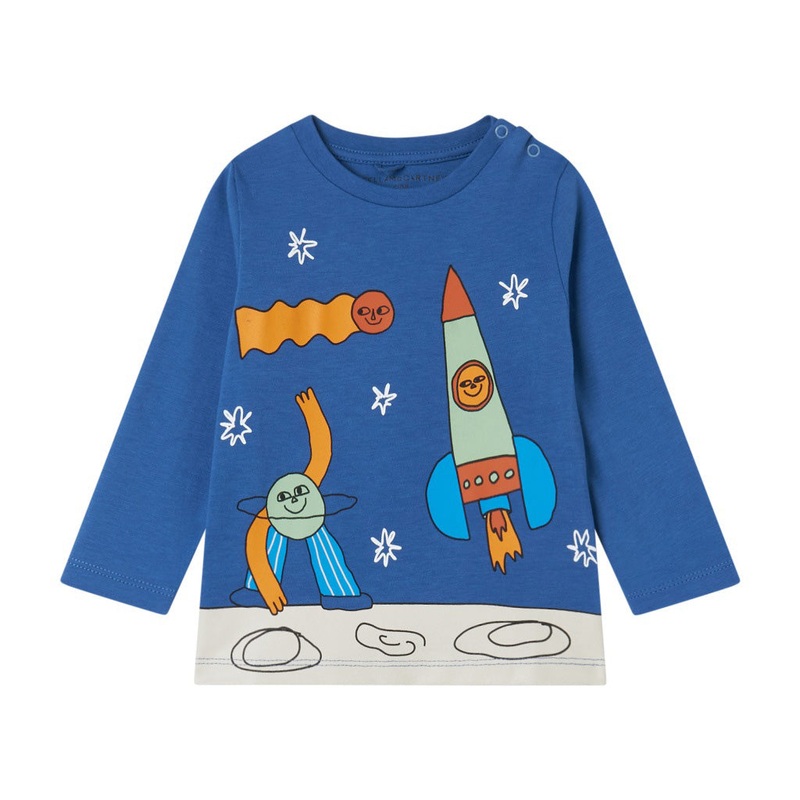 Stella McCartney Kids Space Print Graphic Long-Sleeve T-shirt