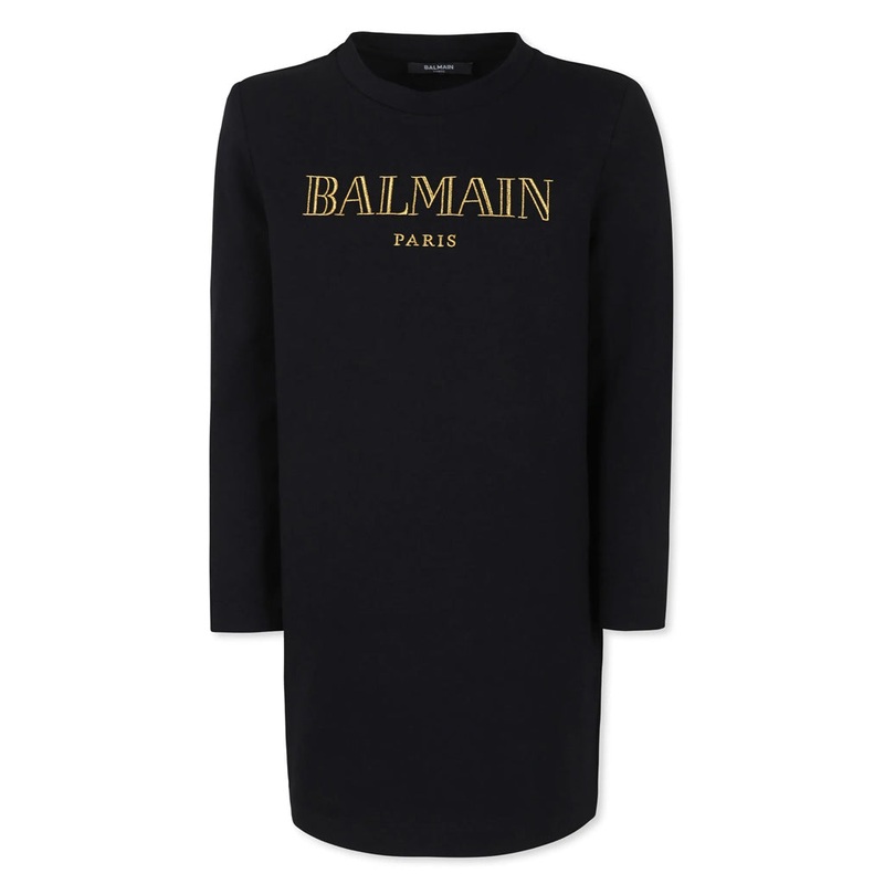Balmain Kids Logo Dress|Black|4 Years|6 Years|8 Years|10 Years|12 Years|14 Years