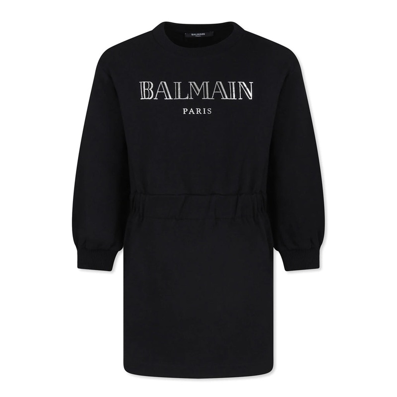 Balmain Kids Logo Sweatdress|Black|4 Years|6 Years|8 Years|10 Years|12 Years|14 Years