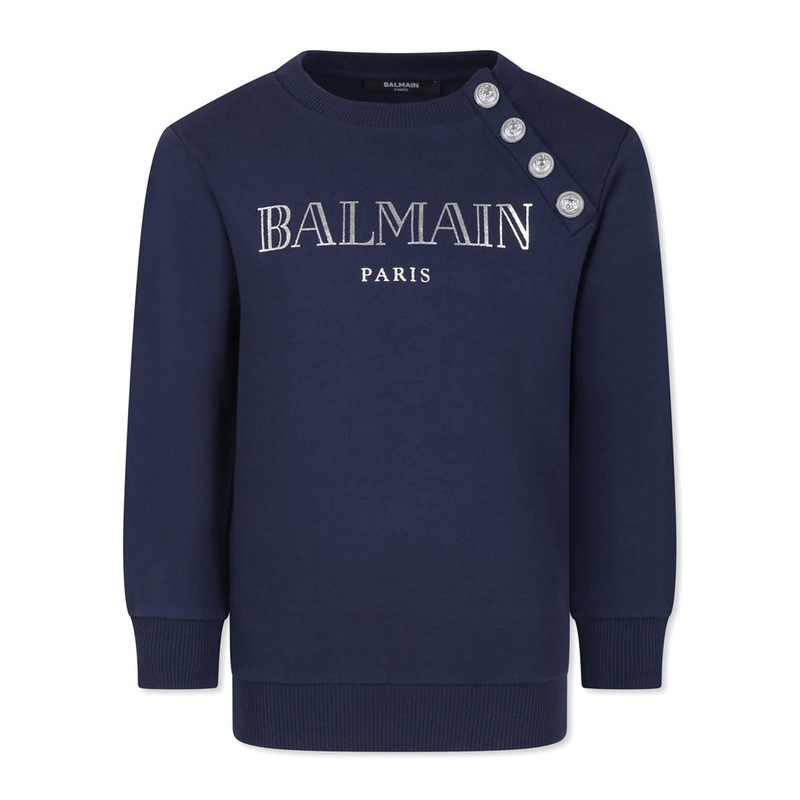 Balmain Kids Logo Sweatshirt|Navy|4 Years|6 Years|8 Years|10 Years|12 Years|14 Years