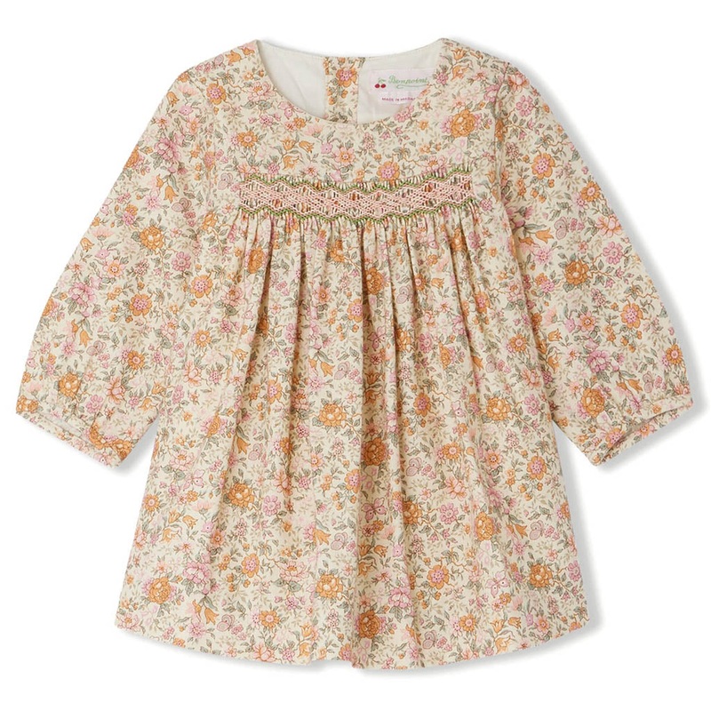 Bonpoint Flicie Smocked Dress in Cotton and Wool Liberty Fabric