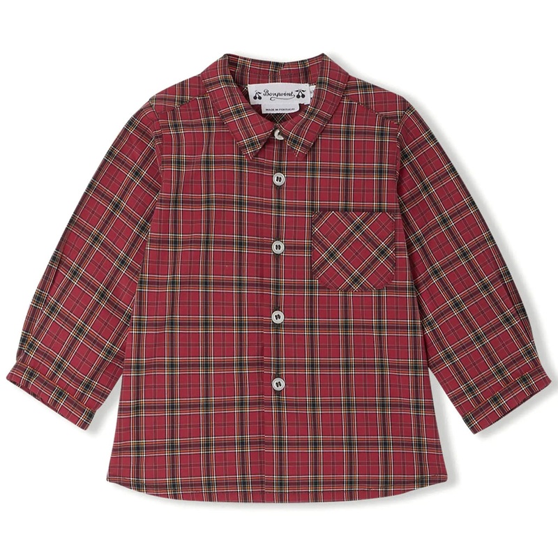 Bonpoint Malo Checkered Shirt|Red|2 Years|3 Years|6 Months|12 Months|18 Months