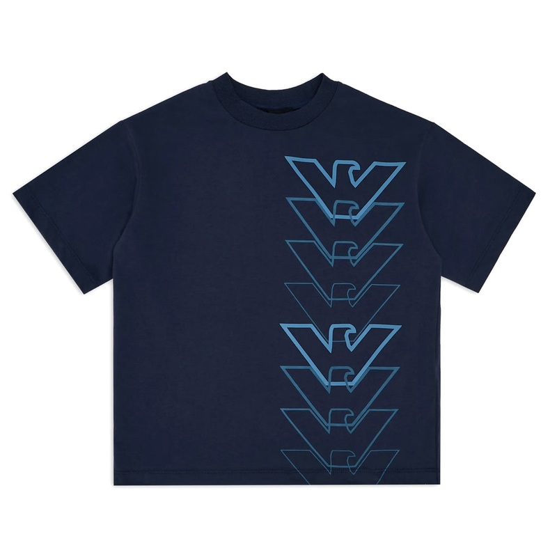 Emporio Armani Junior Asv Ea Crew Oversized Jersey T-shirt With Emporio Armani Gradient Logo