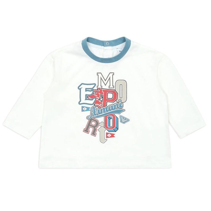Emporio Armani Junior Asv Jersey Jumper With Preppy Logo Print