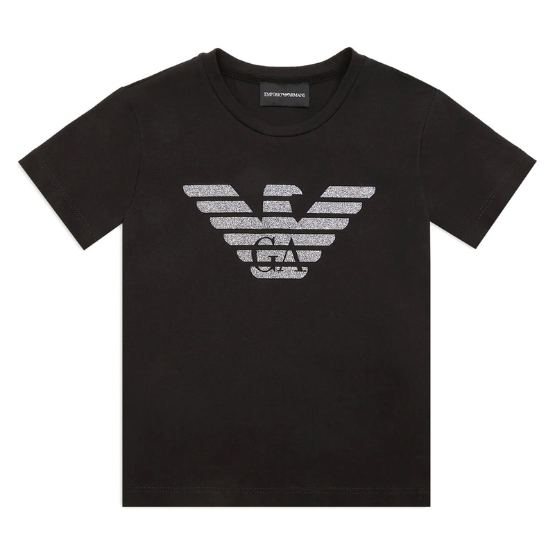 Emporio Armani Junior Asv Jersey T-shirt With Glitter Eagle