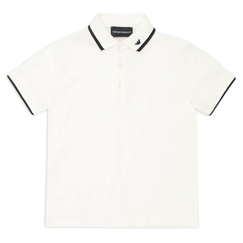Emporio Armani Junior Asv Organic Piqu Polo Shirt With Eagle Embroidery