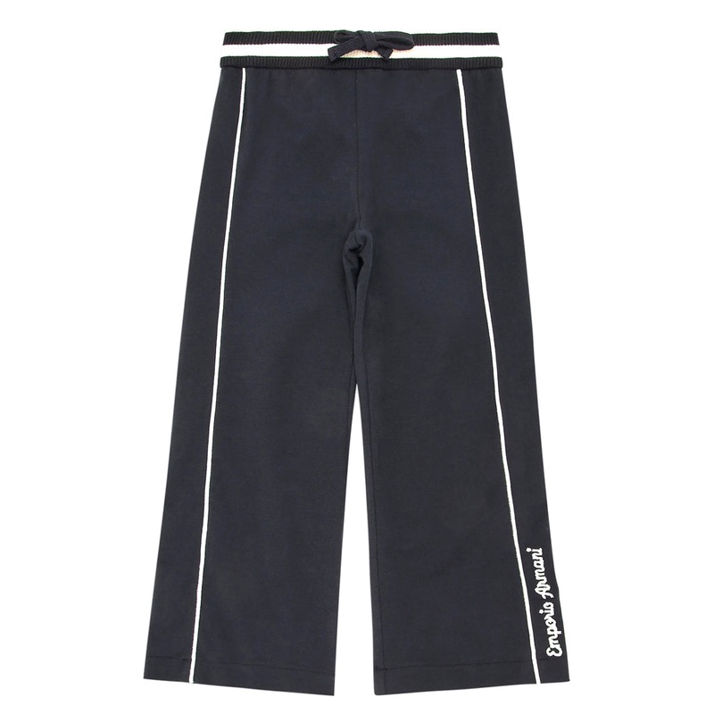 Emporio Armani Junior Jersey Modal Drawstring Trousers With Piping