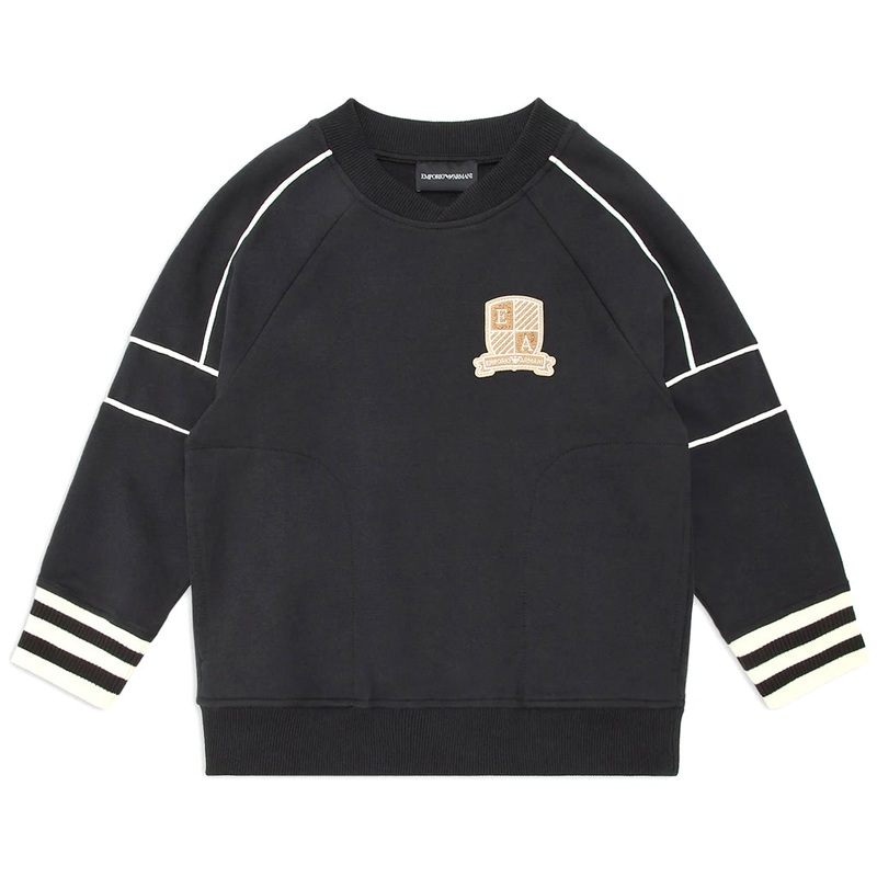 Emporio Armani Junior Oversized Sweatshirt In Jersey With Logo Crest Patch