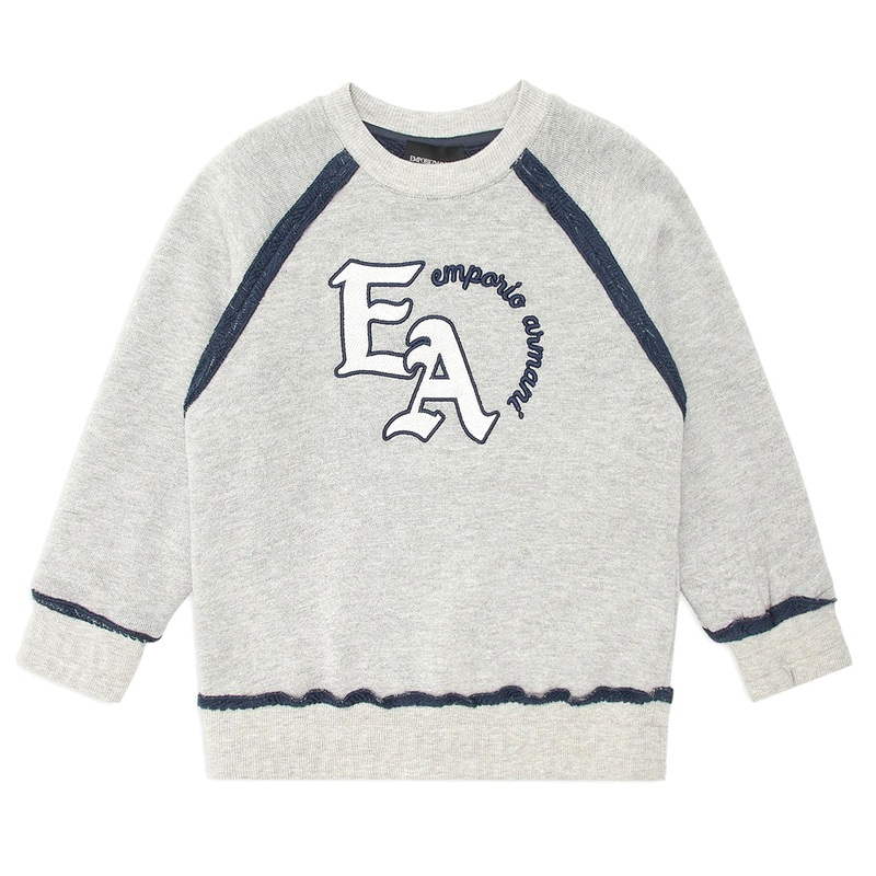 Emporio Armani Junior Oversized Sweatshirt In Jersey With Oversized Logo Embroidery