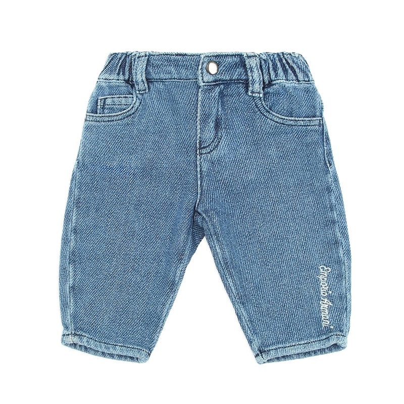 Emporio Armani Junior Stretch-denim Jeans With Logo Embroidery