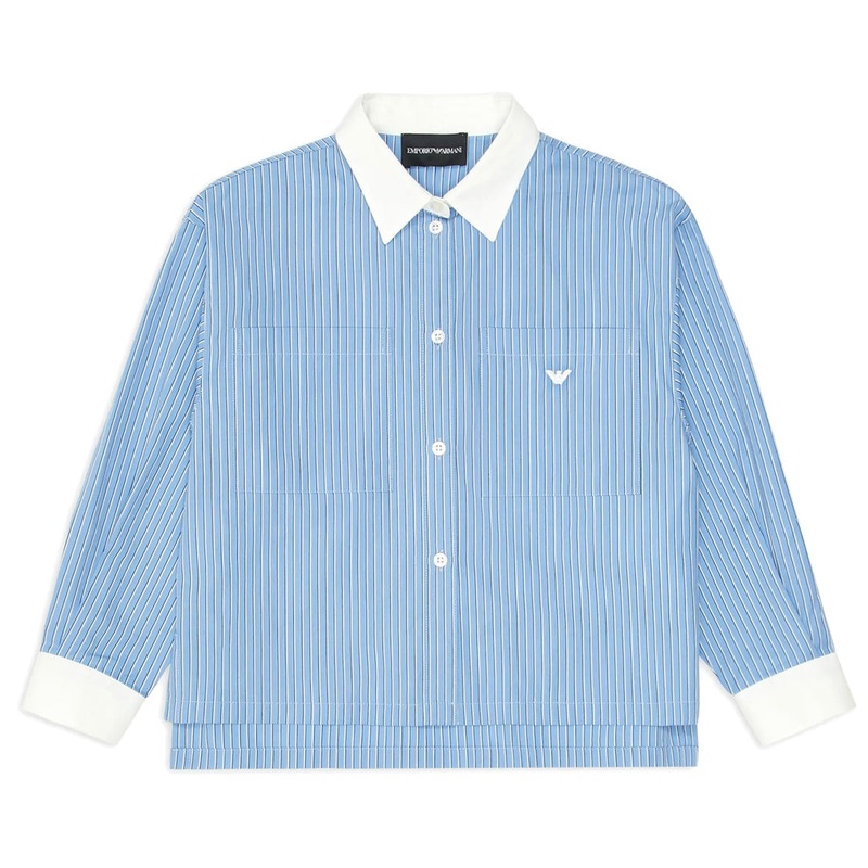 Emporio Armani Junior Striped Shirt With Contrasting Trim