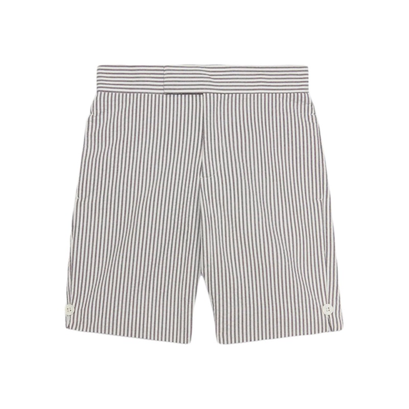 Medium Grey Cotton Seersucker Bermuda Short