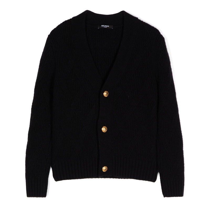 Balmain Kids Logo Applique Cardigan
