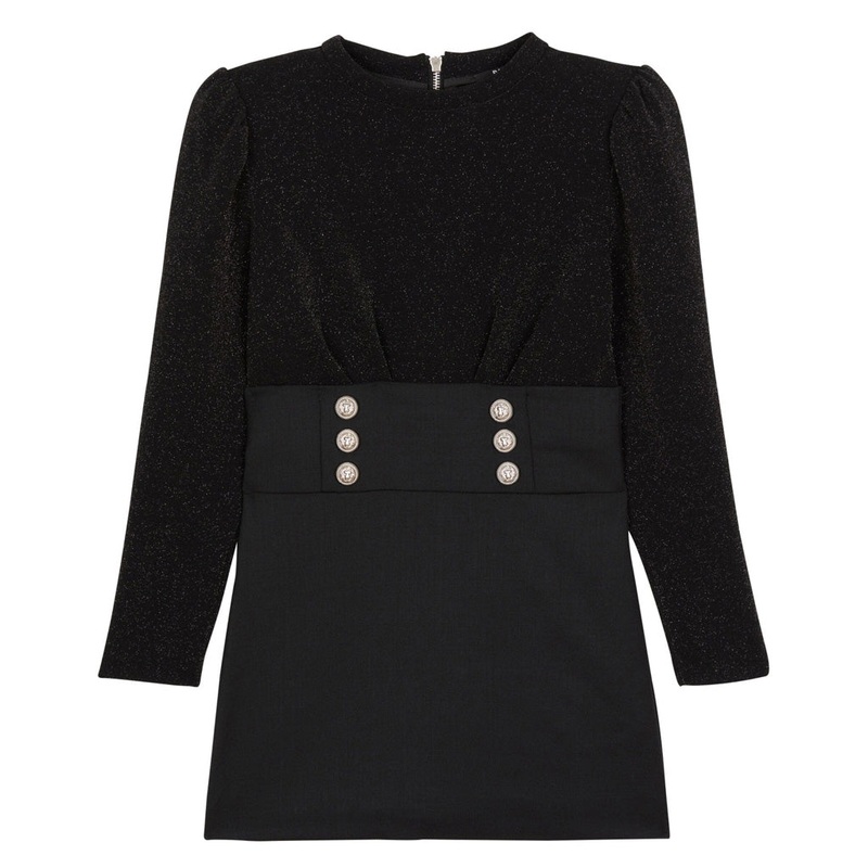 Balmain Kids Woven Dress|Black|4 Years|6 Years|8 Years|10 Years|12 Years|14 Years